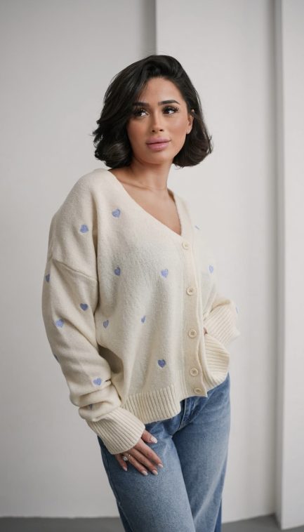 Gilet En Lain Motif Coeur