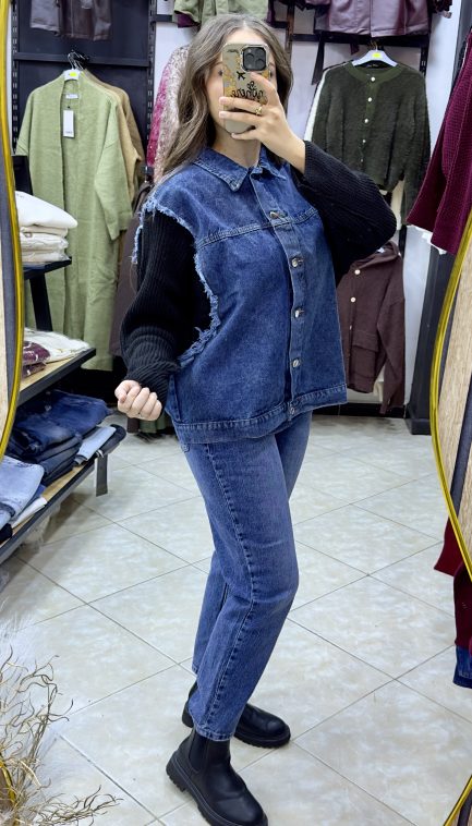 Vest jeans Manche en Laine