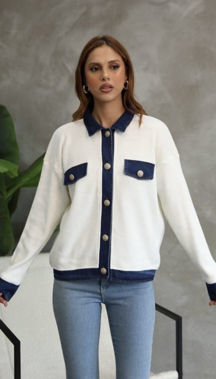 Pull Gilet Avec détail jeans