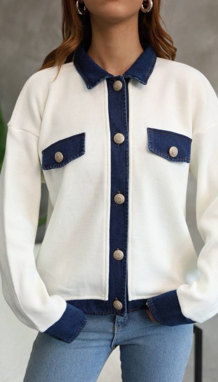 Pull Gilet Avec détail jeans